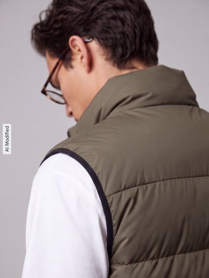 BOSS Green Regular fit bodywarmer met opstaande kraag model 'OW_Urbanex' Donkergroen - 3