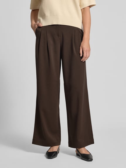 MSCH Copenhagen Baggy fit stoffen broek met plooien, model 'Henrika' Middenbruin - 4