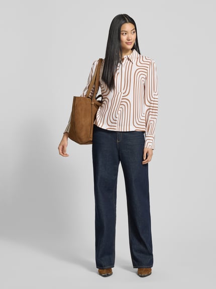 HERZENS Overhemdblouse van zijdemix Lichtbruin - 1