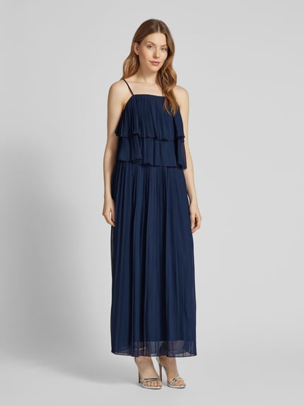 VILA Maxi-jurk met volants, model 'CHIFFON' Marineblauw - 1