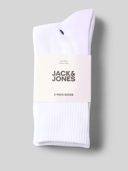 JACK & JONES Skarpety z elastycznymi, prążkowanymi ściągaczami w zestawie 3 szt. Biały 3