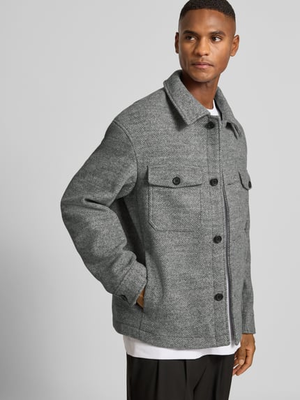 Selected Regular fit overhemdjack met wol Model 'MITCH' Zilver - 3