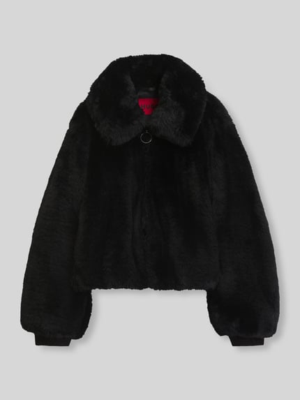 HUGO Webpelzjacke mit Logo-Detail Modell 'Fabi-1' Black 2