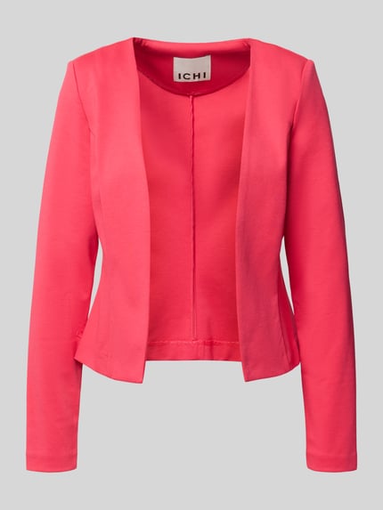 Produktfoto, Slim Fit Blazer in offener Passform Modell 'KATE' von ICHI in kräftigem Pink, glatte Textur, Material-Mix mit Viskose-Anteil