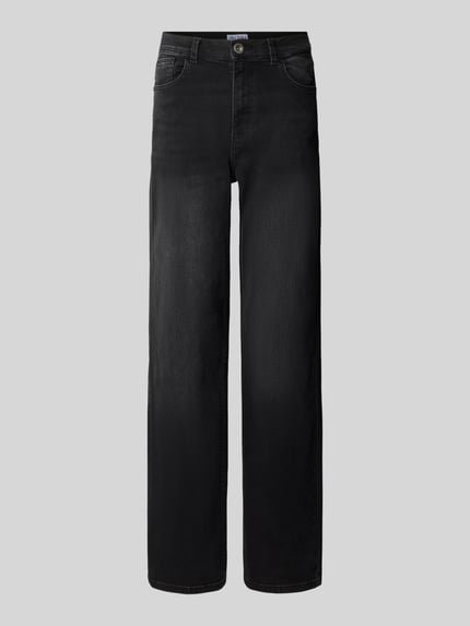 Produktfoto, Relaxed Fit Jeans aus Baumwoll-Mix Modell 'YARA' von Cars Jeans in Schwarz, 5-Pocket-Design, glatte Struktur, neutraler Hintergrund.