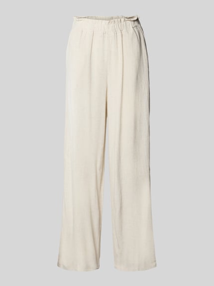 Moves Stoffhose aus Viskose-Leinen-Mix mit elastischem Bund Beige 2