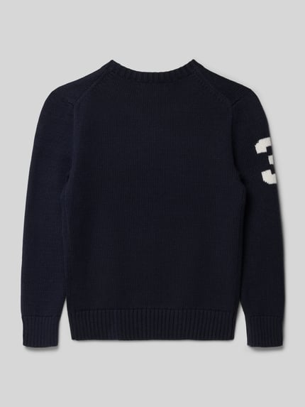 Produktfoto, gebreide pullover met motief en ronde hals van Polo Ralph Lauren Teens, puur katoen, regular fit, ruglengte 49 cm, mouwlengte 47 cm