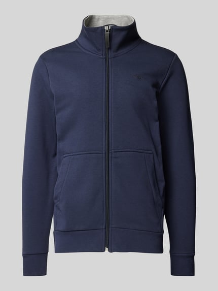 Tom Tailor Regular fit sweatjack met opstaande kraag en rubberen logoprint Marineblauw - 2