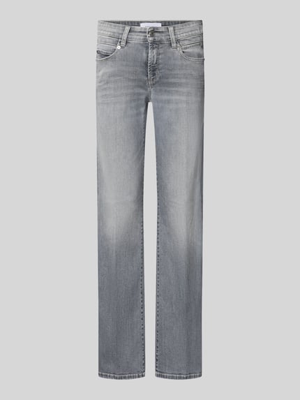 Produktfoto, graue Bootcut-Jeans aus Baumwoll-Mix Modell 'PARIS FLARED' von CAMBIO, Damen Bootcut-Jeans, dezente Waschung, glatte Textur