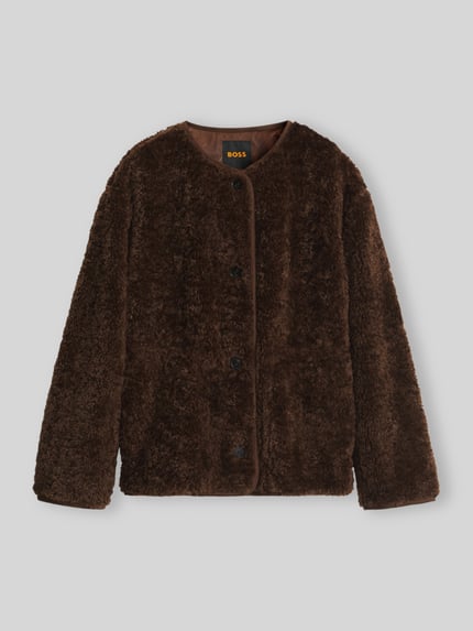 BOSS Orange Teddyjacke mit Knopfleiste Modell 'C_Cody' Mittelbraun 2
