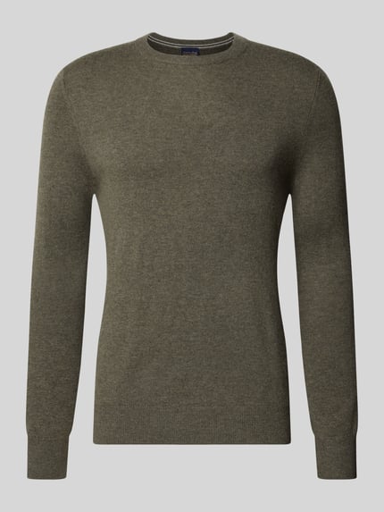 Produktfoto, Regular Fit Strickpullover aus Woll-Kaschmir-Mix von Christian Berg Men, effen design, ronde hals, mix van wol en kasjmier, Heren, ruglengte maat M 69 cm, mouwlengte maat M 73 cm