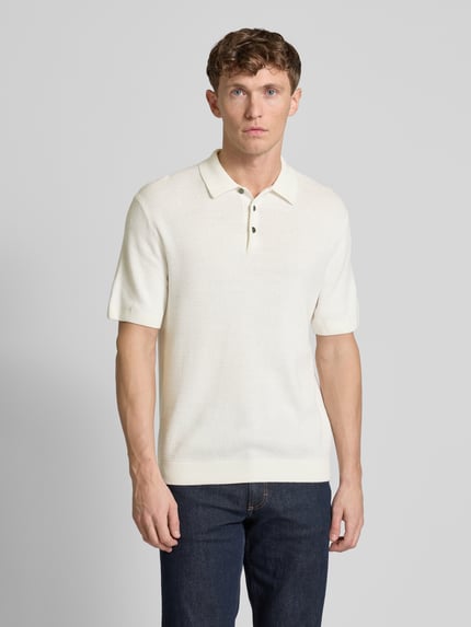 JACK & JONES Premium Regular Fit Poloshirt mit Strukturmuster Modell 'COOPER' Weiss 4