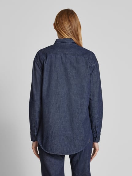 Lauren Ralph Lauren Overhemdblouse met labelstitching, model 'BRAWLEY' Donkerblauw - 5