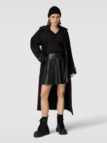 NOISY MAY® Minirok in leerlook, model 'ANDY' Zwart - 1