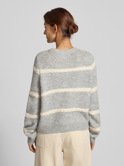 VERO MODA Regular fit gebreide pullover met wol, model 'ZADA' Lichtgrijs - 5