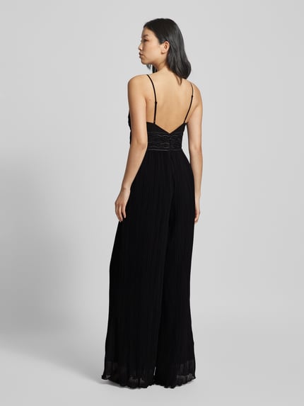 GUESS Jumpsuit mit Plisseefalten und Spitzenbesatz Black 5