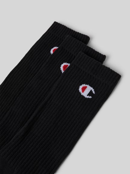 Produktfoto, Socken mit Label-Detail im 3er-Pack Modell 'Crew Socks' von Champion aus Baumwoll-Elasthan-Mix, unifarbenes Design, Rippenbündchen