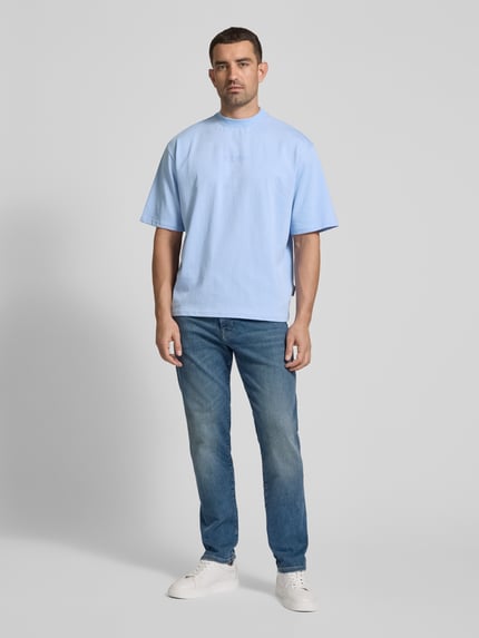 Carlo Colucci Oversized T-Shirt mit Label-Print Hellblau 1
