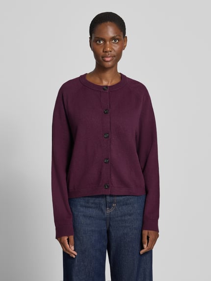 Marc O'Polo Relaxed Fit Strickjacke aus Baumwoll-Mix Bordeaux 4