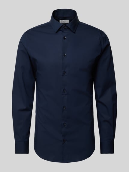 s.Oliver BLACK LABEL Shaped fit zakelijk overhemd van katoenstretch Marineblauw - 2
