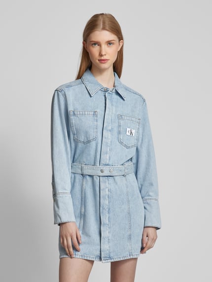 Calvin Klein Jeans Jeanskleid mit Taillengürtel Hellblau 4