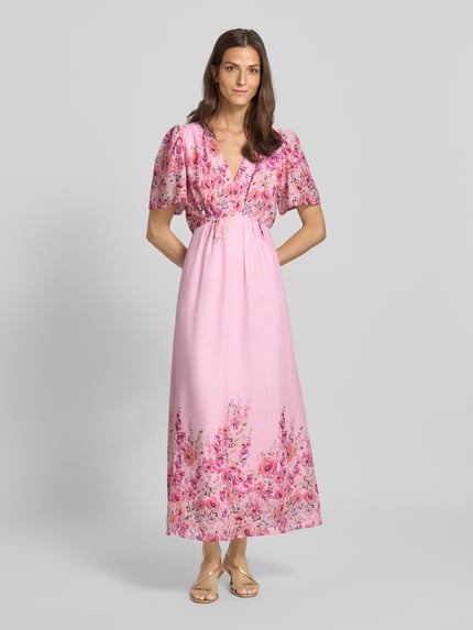 Neo Noir Maxi-jurk met V-hals, model 'Serna' Roze - 4
