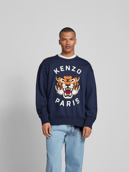 Kenzo Bluza o kroju oversized z haftem Ciemnoniebieski 4