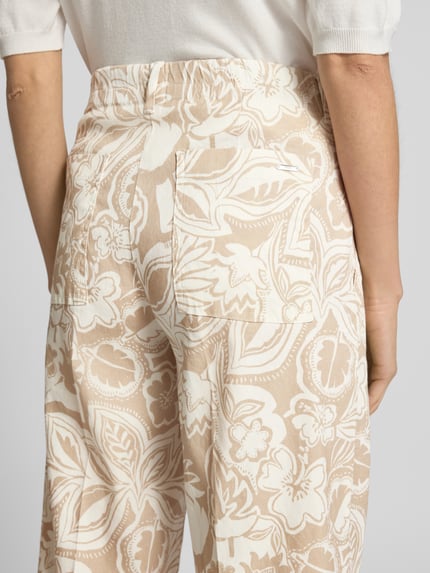 Brax Straight leg linnen broek met verkort model Beige - 3