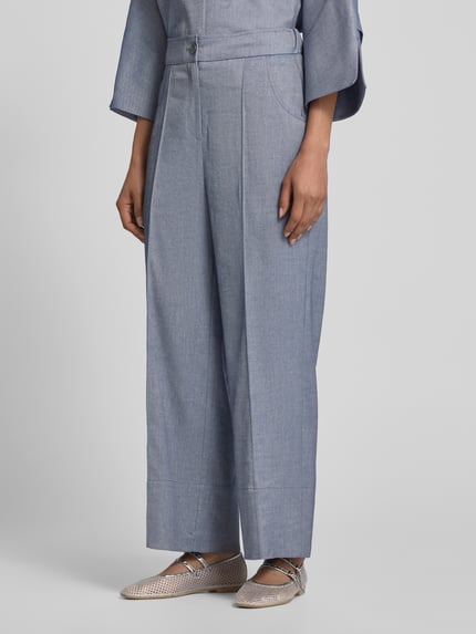 MORE Broek van viscosemix met persplooien Jeansblauw - 4