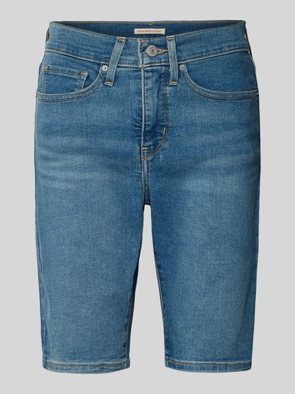 Productfoto, Regular Fit Bermuda in Denim-Optik van Levi's®, blauwe korte broek, 5-pocket design, elastische katoenmix, knoop- en ritssluiting.