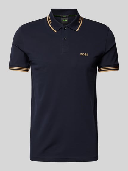 BOSS Green Koszulka polo o kroju slim fit z nadrukiem z logo model ‘Paul’ Granatowy 2