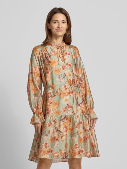 Christian Berg Cocktail Knielanges Cocktailkleid mit Bindegürtel Lind Melange 4
