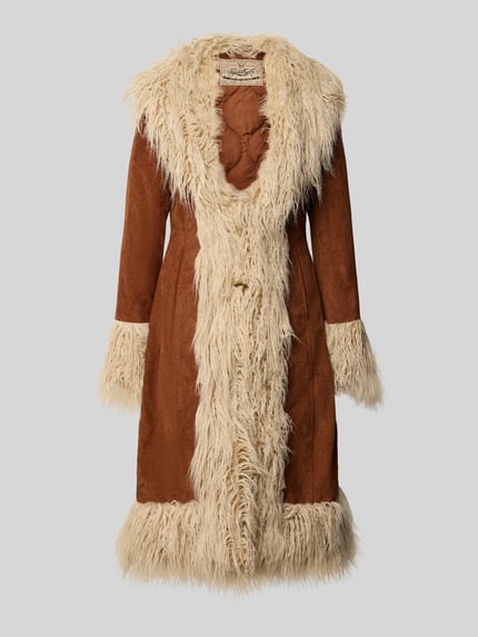 Superdry Webpelzmantel mit Fransenabschluss Cognac 1