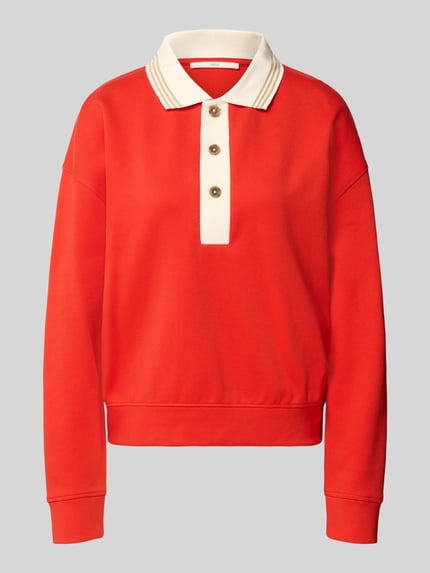 Productfoto, Sweatshirt aus Baumwoll-Mix mit Polokragen van Lanius, rood met contrasterende kraag, elastische boorden, katoen-elastaan mix