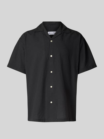 JACK & JONES Regular Fit Freizeithemd aus Baumwoll-Leinen-Mix Modell 'BREEZE' Black 2