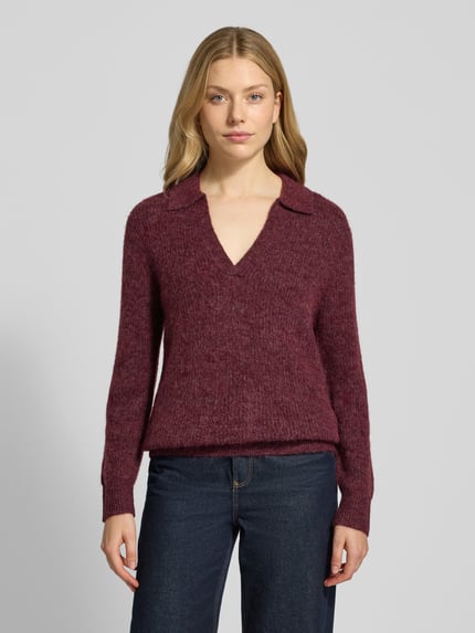 FREE/QUENT Slim Fit Strickpullover mit Woll-Anteil Modell 'Hil' Bordeaux 4