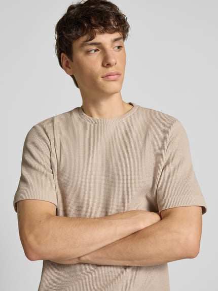 ONLY & SONS Regular Fit T-Shirt mit Waffelmuster Beige 3