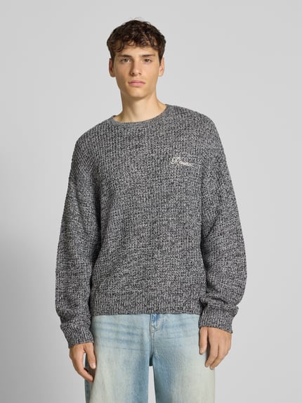 REVIEW Sweter z dzianiny z okrągłym dekoltem Jasnoszary melanż 4