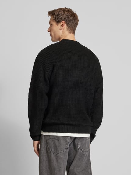 JACK & JONES Gebreide pullover met structuurmotief, model 'OLLIE' Zwart - 5