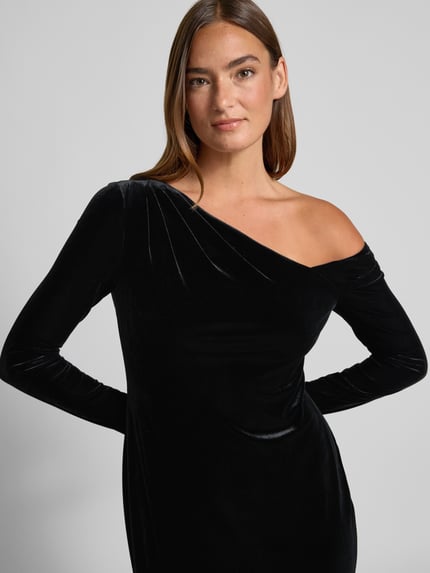 Lauren Ralph Lauren Abendkleid aus Samt im One-Shoulder-Look Modell 'CATEEMA' Black 3
