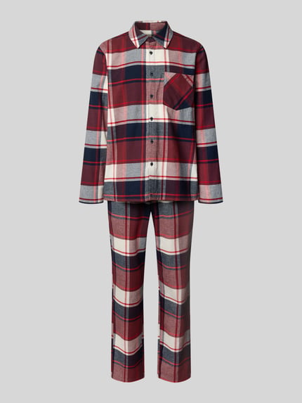 SCHIESSER Pyjama mit Brusttasche und Knopfleiste Bordeaux 1