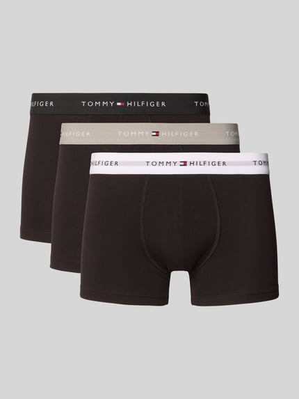 Produktfoto, Trunks aus Baumwoll-Mix im 3er-Pack von Tommy Hilfiger, unifarben, Skinny Fit, elastischer Bund, Label-Schriftzug, Stretch-Material