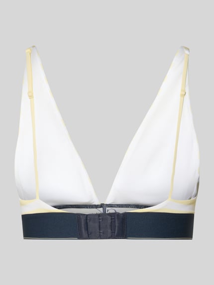 Produktfoto, Bralette mit elastischem Label-Bund von Calvin Klein Underwear mit gestreiftem Allover-Muster, vorgeformt, ohne Bügel, Hakenverschluss, weiche Textur