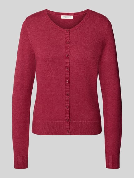 Christian Berg Woman Regular Fit Strickjacke mit Knopfleiste Dunkelrot Melange 1