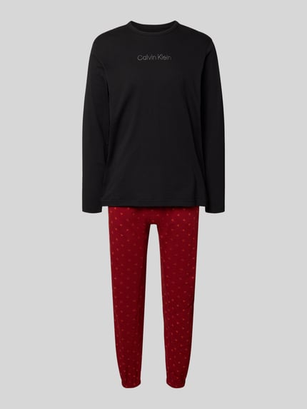 Calvin Klein Underwear Pyjama mit Logo-Muster und Label-Stitching Bordeaux 1