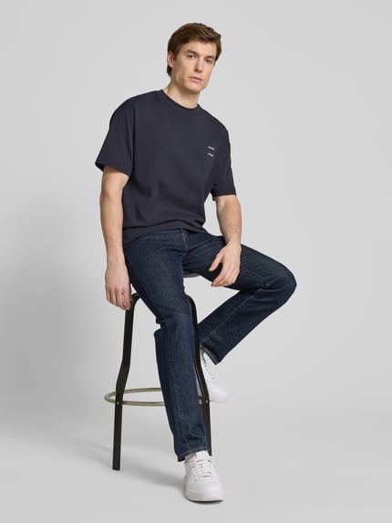Samsøe Samsøe Oversized T-Shirt mit geripptem Rundhalsausschnitt Modell 'JOEL' Marine 1