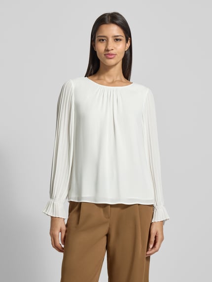 s.Oliver BLACK LABEL Regular fit blouse met lange mouwen met volants Offwhite - 4