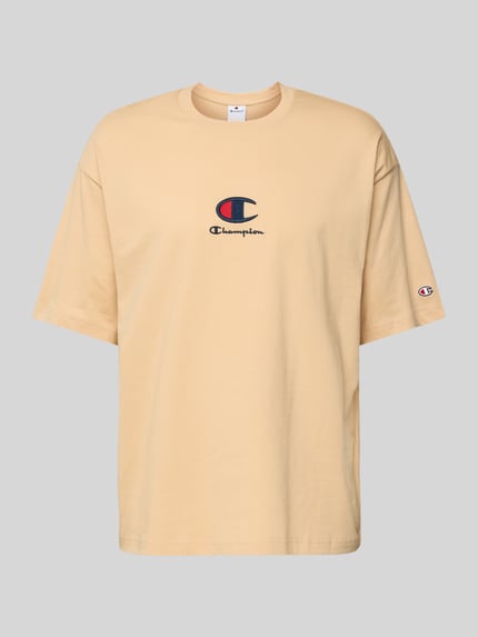 Champion T-shirt met labelstitching Beige - 2
