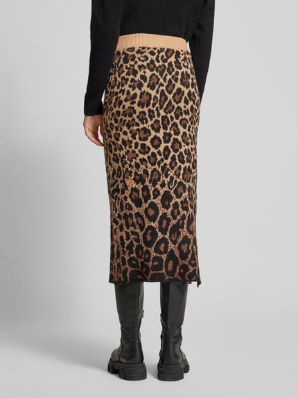 VERO MODA Spódnica midi z dzianiny z rozcięciem model ‘WHITNEY’ Camel 5