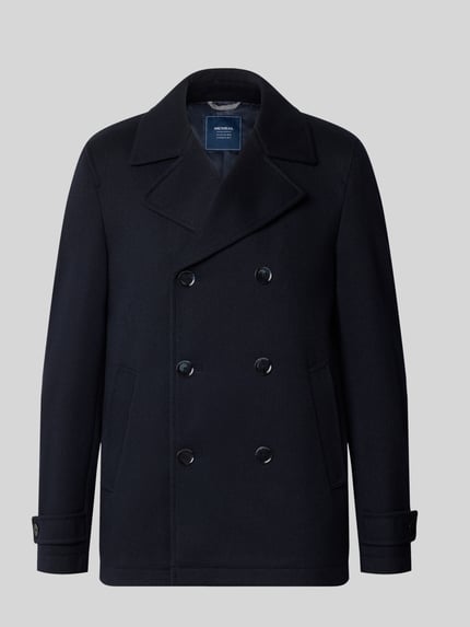 Produktfoto, Jacke mit Reverskragen und Ärmelriegeln von MCNEAL in Dunkelblau, Zweireiher, Knopfverschluss, strukturierte Oberfläche